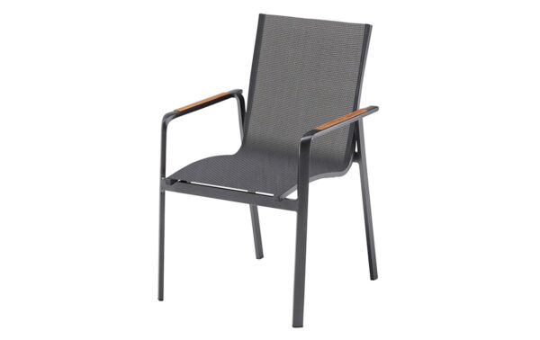 Kettler Diamond stapelbare stoel met teak armleuning | Antraciet