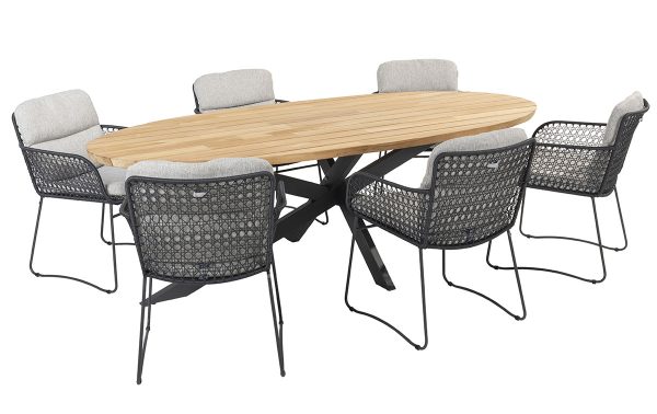 Aprilla tuinset 7-delig antraciet - Prado tuintafel 240x115 cm