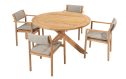 4 Seasons Outdoor Levi dining tuinset met Prado tuin eettafel rond 130 | Teak