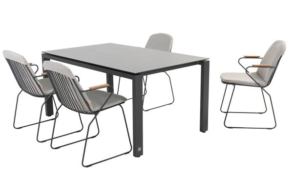 4 Seasons Outdoor Veneto dining tuinset met Goa 160 tuin eettafel | Antraciet