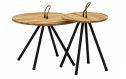 Applebee Elle set van bijzettafels rond 60x40h en rond 40x47h | Zwart | Teak