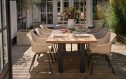 Hartman Le Soleil element dining tuinstoel | Zwart | Taupe met een rechthoekige teakhouten tafel