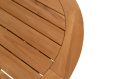 Rond teakhouten tafelblad detail