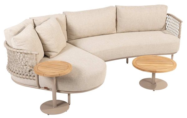 4 Seasons Outdoor Loungeset Sardinia met teakhouten bijzettafeltjes