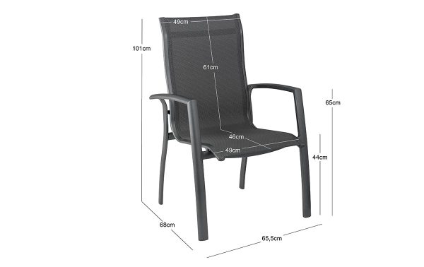 Afmeting van de Kettler Legato Curve stapelbare dining tuinstoel