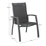 Afmetingen Kettler Altura curve stapelbare tuinstoel met teak armleuningen