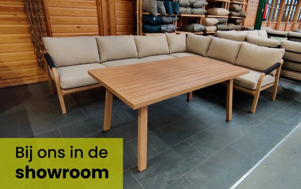 Garden impressions Monti lounge dining set in onze showroom in Roden