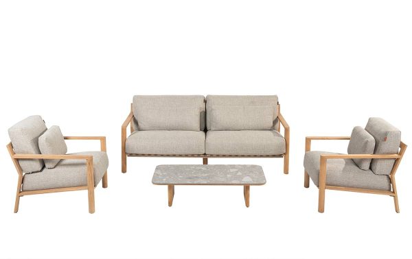 4 Seasons Outdoor Lucas stoel-bank loungeset met salontafel | Volga beige