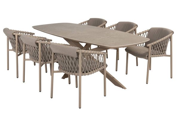 4 Seasons Outdoor Allora diningset met Prado 240 cm tuintafel | Latte