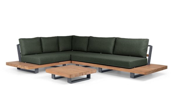 Life Outdoor Living Fitz Roy loungeset 6 personen | Lava / Teak / All weather mosgroen
