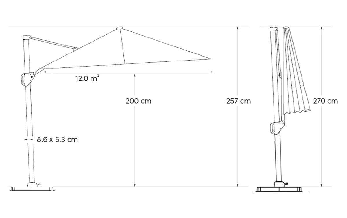 Platinum Challenger T1 zweefparasol 300x400cm Premium | Havanna