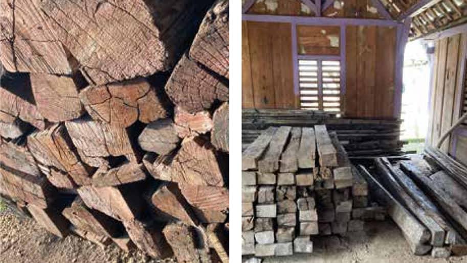 Oud teakhout uit oude huizen gehaald in Indonesië 