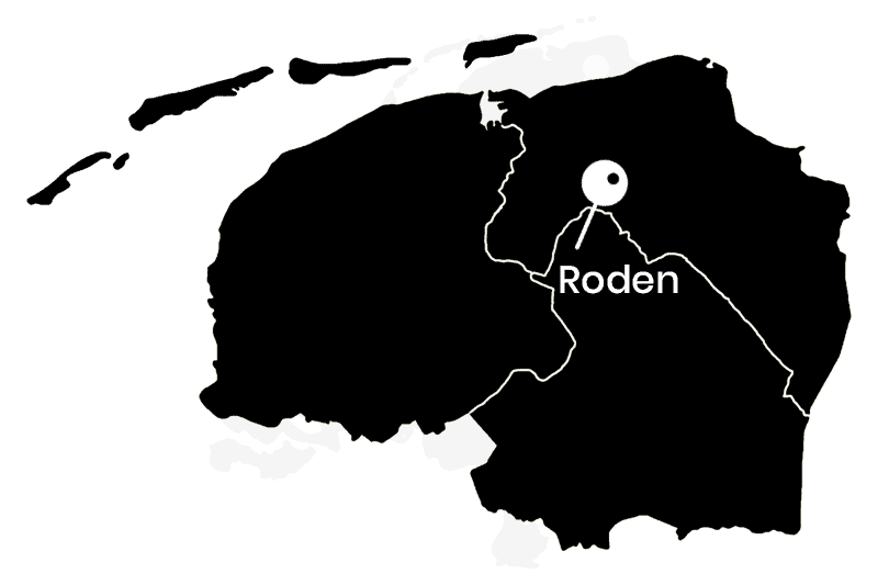 Kaart Noord-Nederland met Roden
