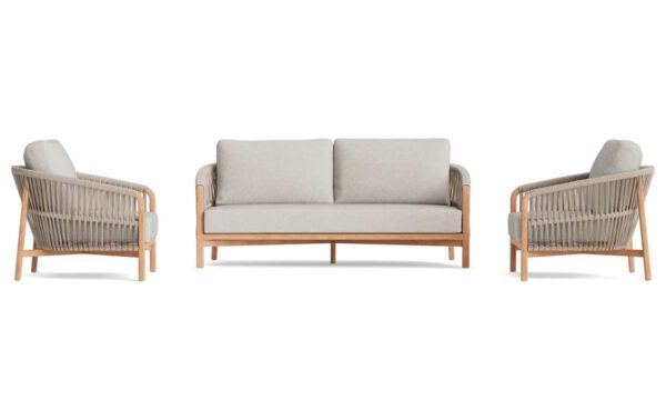 Life Outdoor Living Valencia stoel-bank loungeset 3-delig | Nature teak / Greige